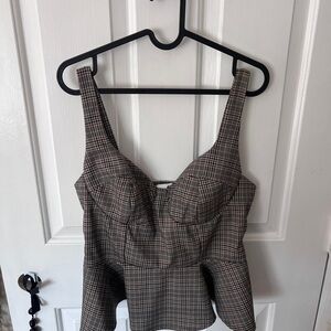 Gray Bustier Peplum Bodysuit Top